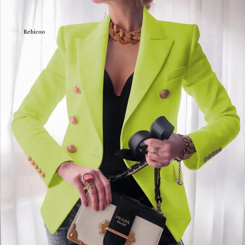 

Coat Female Long Sleeve Stripe Blazers Abrigos Jacket Autumn Clothes for Women Double Breasted Office Work Coats