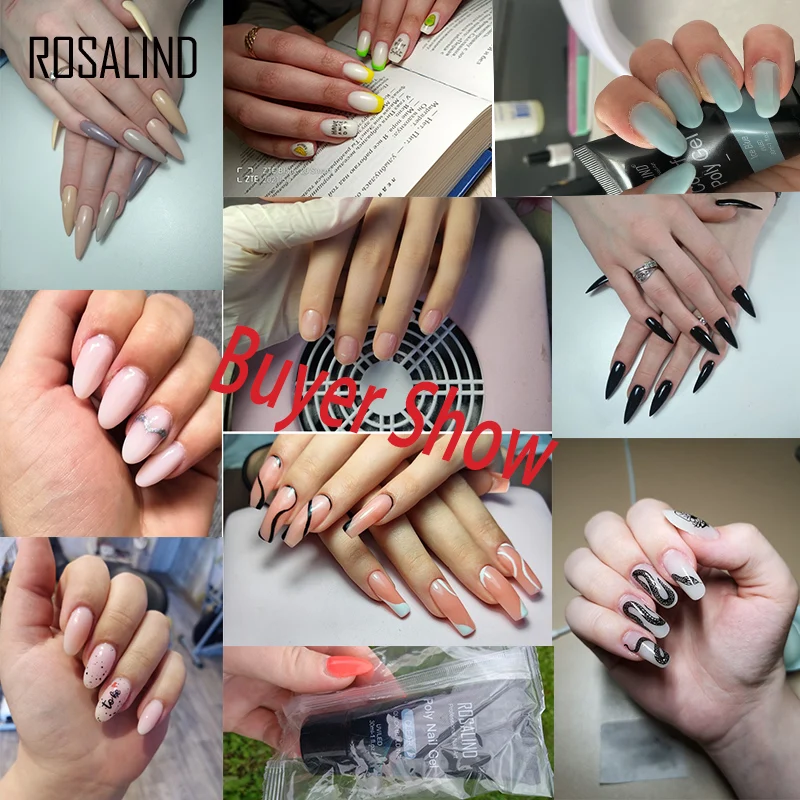 Полигель ROSALIND однотонный для ногтей акриловый Полупостоянный клей наращивания с