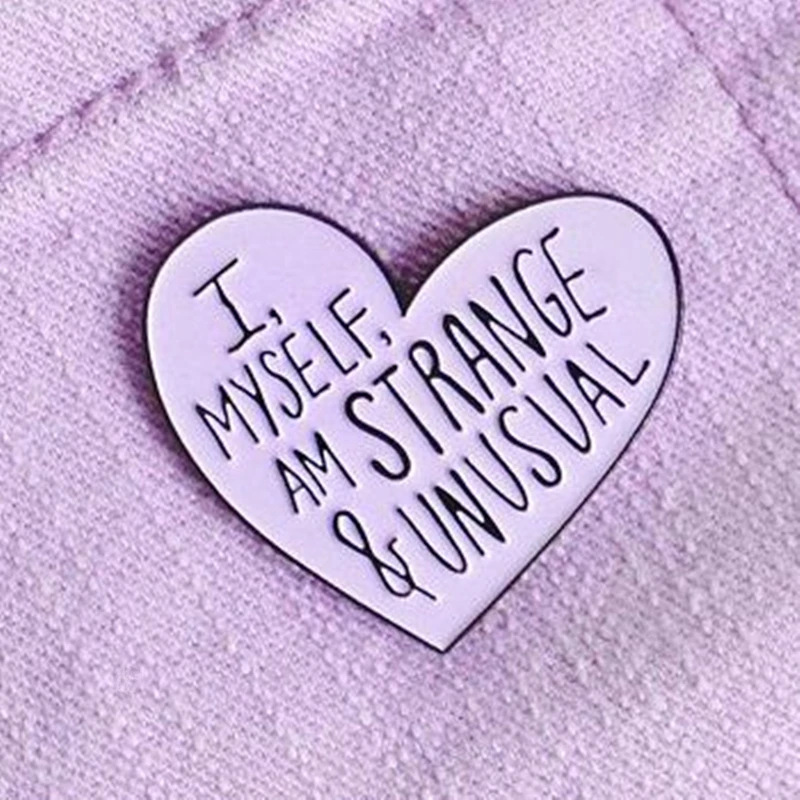 Брошь в виде РОЗОВОГО СЕРДЦА Я сам странный и необычный эмалированные