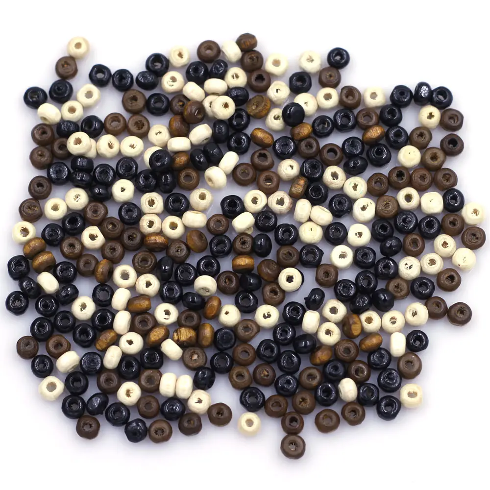 

900Pcs Mixed Rondelle Tiny Small Hole Wood Spacer Beads Jewelry Diy Charms Findings Component 4x3mm