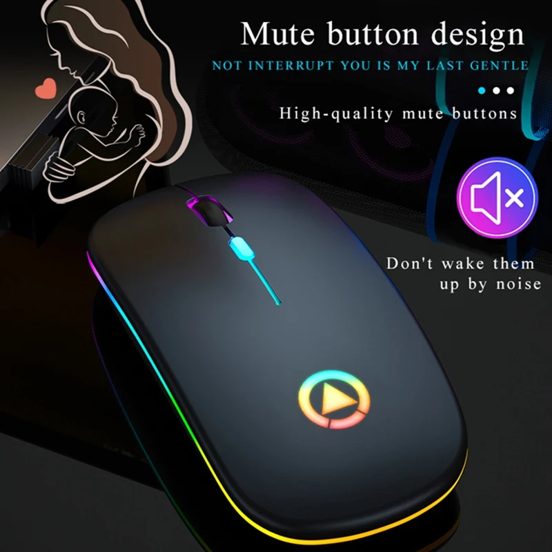

Wireless Mouse Mute LED Backlight Mouse USB Optical Ergonomic Gaming Mouse PC Computer Laptop Mouse