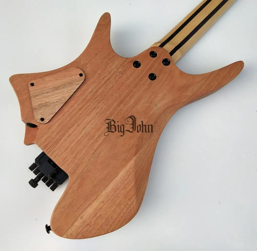 

new headless electric guitar maple fingerboard , Natural mahogany body free shipping