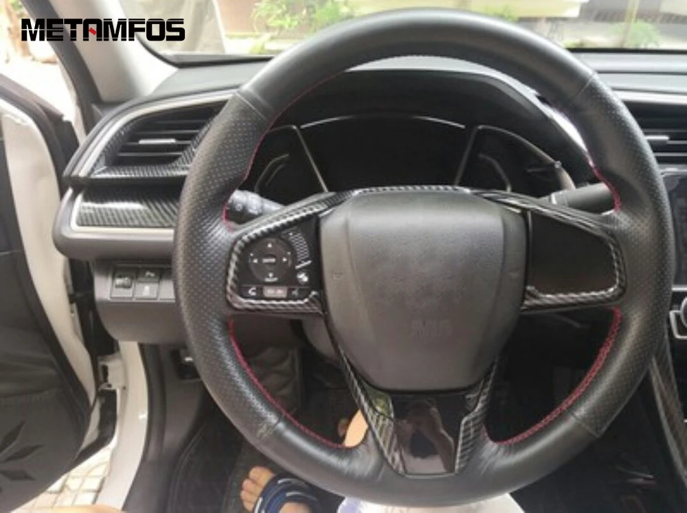 Для Honda Civic Sedan 2016-2018 2019 углеродное волокно рулевое колесо накладка декоративная