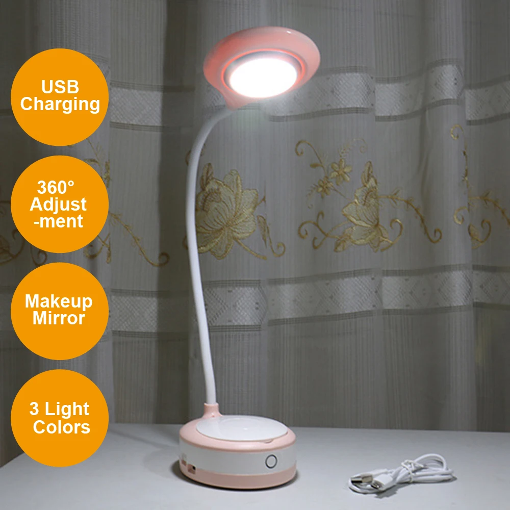 Перезаряжаемая Светодиодная настольная лампа с основанием для зеркала макияжа