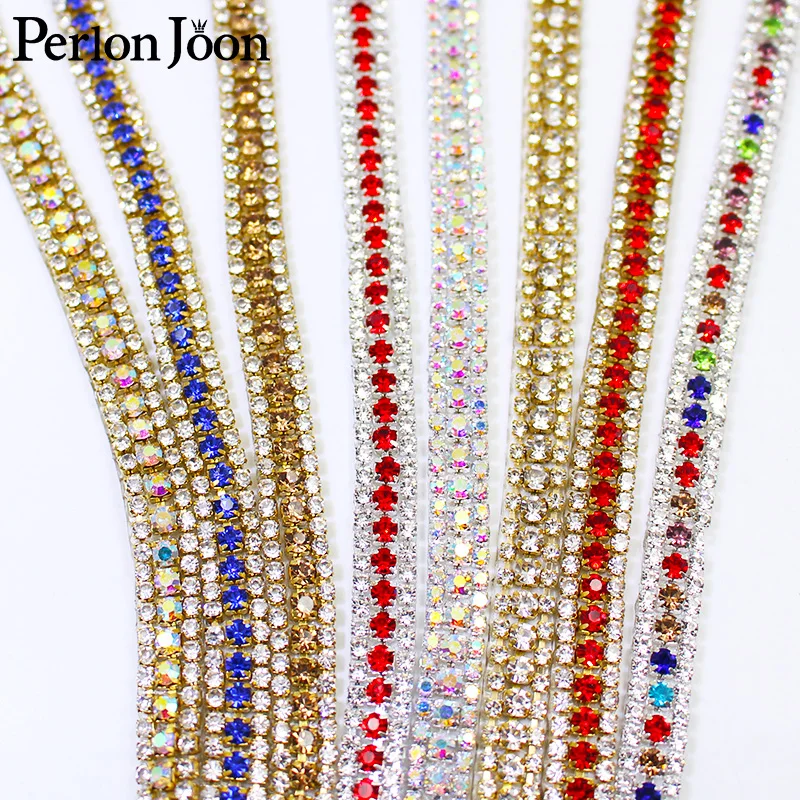 

Стразы с тремя отверстиями цвета 1 ярд, декоративная цепочка с кристаллами и бриллиантами для самостоятельной глажки домашних сумок, обуви, ...