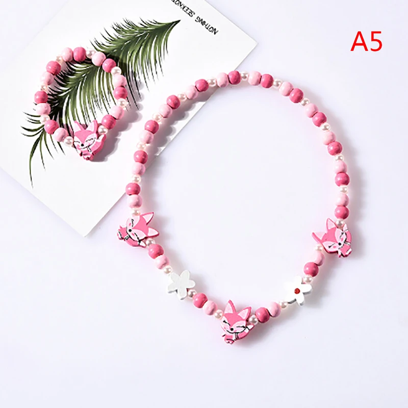 Cuentas de madera con forma de Animal de dibujos animados para ni&ntilde;o, su&eacute;ter, collar, pulsera, accesorios de joyer&iacute;a para ni&ntilde;a, regalos de cumplea&ntilde;os, novedad-4