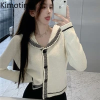 kimotimo 2021 autumn winter sweater women sailor collar long sleeve knit cardigan korean chic temperament all match sweaters ins