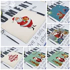 Настольные салфетки с рождественским принтом для свадебной вечеринки, кухонные салфетки с мультяшным рисунком Санты, тканевые салфетки для западного ужина, домашнего стола