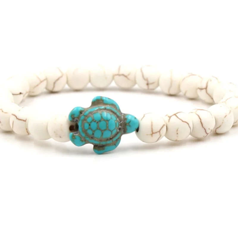

Natural Turquoise Stone Elastic Bead Bracelet for Men and Women Personality Jewelry
