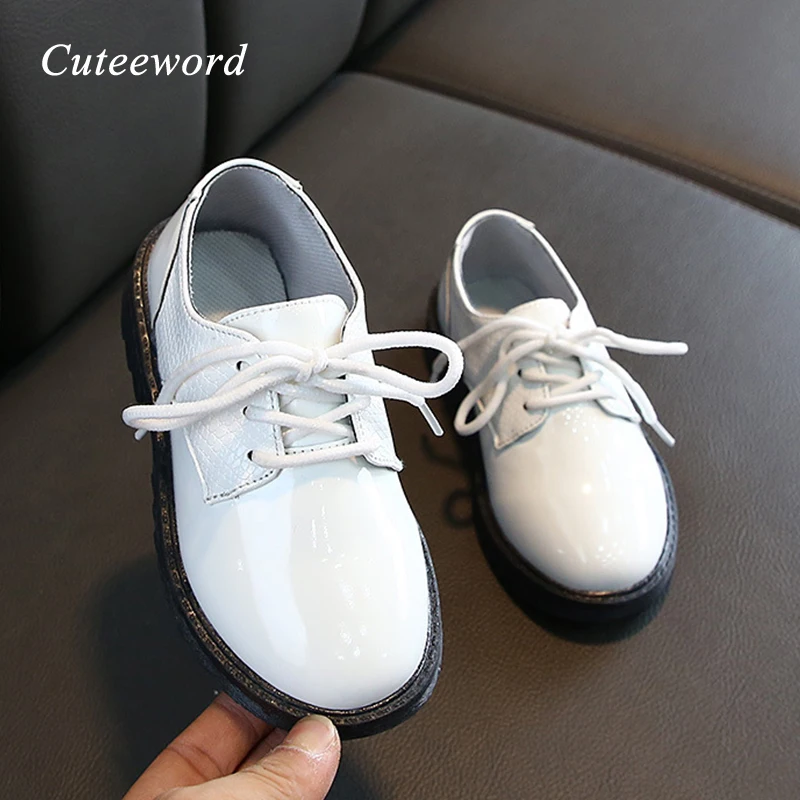 

Patent Leather Children's School Shoes for Girls Spring Autumn New Soft Sole Lace-up Wedding Girl Shoe Fashion Boys Dress Shoes