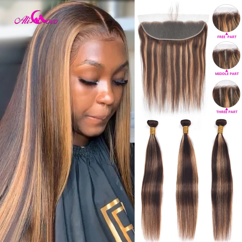 Бразильские пряди волос Ali Coco с эффектом омбре и фронтальной линией P4/30