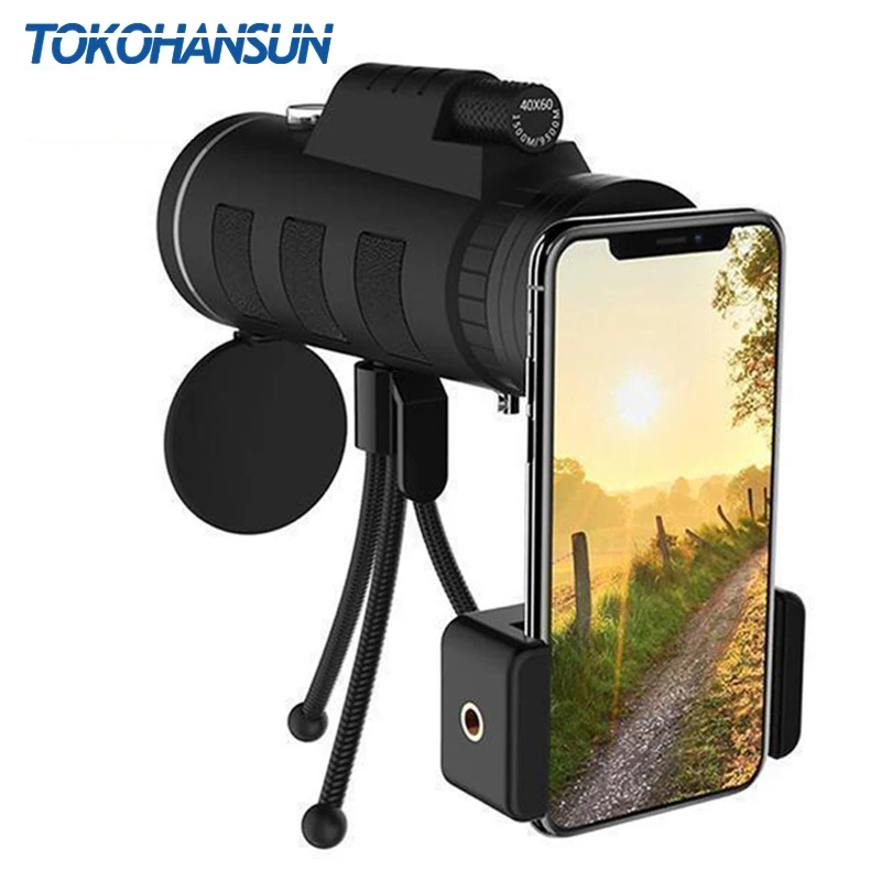 Монокулярный телескоп TOKOHANSUN 40X60 для смартфонов камера кемпинга походов рыбалки с