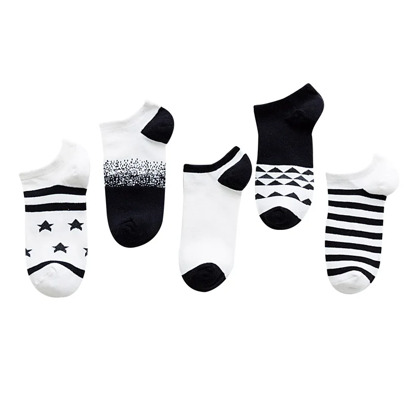 

5 Pairs Fashion Man Socks Breathable Sports Socks Solid Color Boat Sens Socks Comfortable Cotton Astripe nkle Male Socks