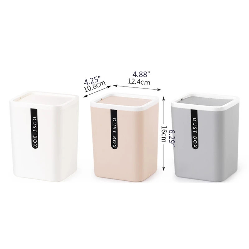 

X37E Creative Mini Desktop Trash Can Tabletop Plastic Waste Bin with Lid Countertop Garbage Basket Trashbox