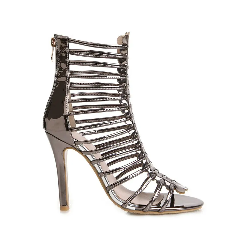 Женские сандалии-гладиаторы QUTAA с лентой открытым носком на тонком высоком