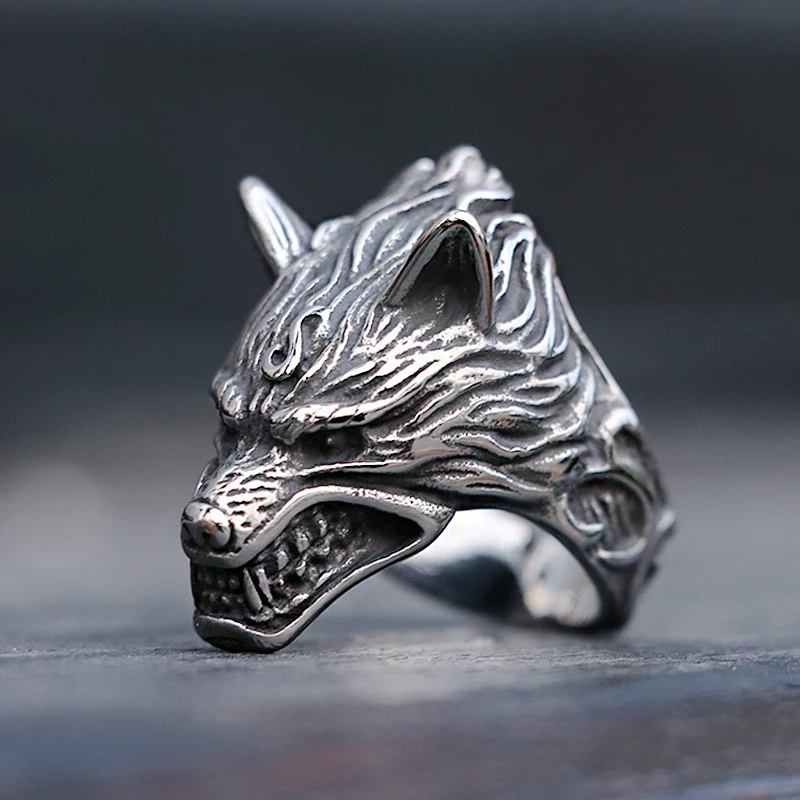 Прохладный 316L Нержавеющая сталь Викинг Волк кольцо Для мужчин Байкер Волчья
