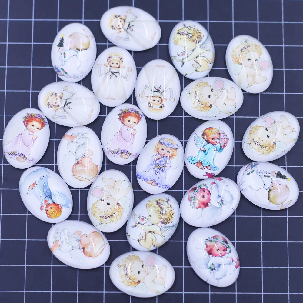 

20PCS Mixed Random Baby Angel Pattern Oval 18x25mm Glass Cameos Cabochons DIY Embellishment Scrapbook Handbag Crafts Supplies