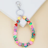 metal pendant beads mixed color fruit cartoon english letters perforated loose beads sliced bracelet beaded keychain