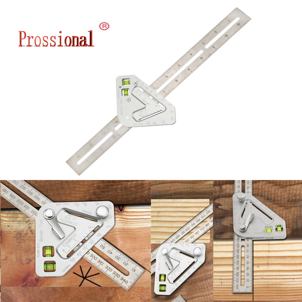 

Практичный Многофункциональный измерительный инструмент для столярных работ, угловая линейка, транспортир