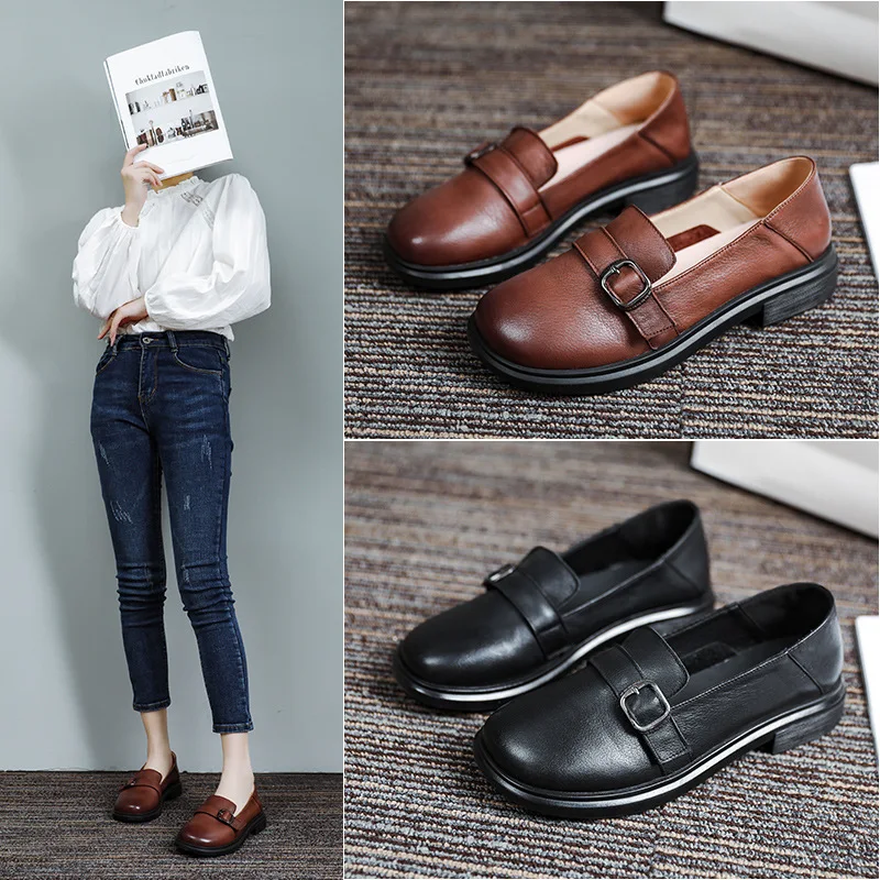 

2021 Spring And Autumn Round Head Casual Flat Shoes
