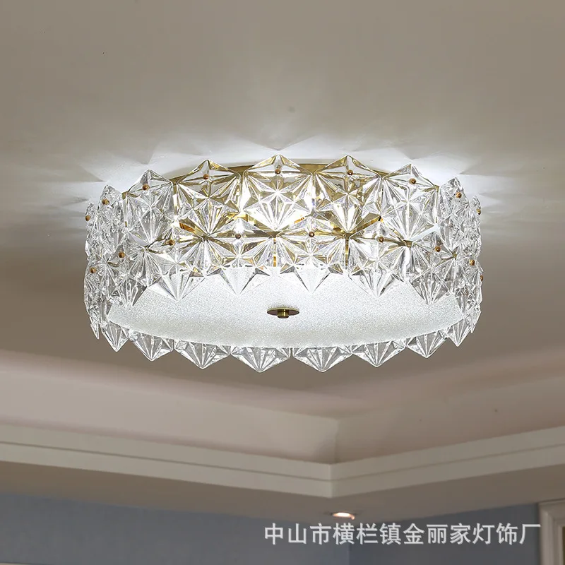 

Modern light luxury round simple crystal lamp living room bedroom study dining room LED ceiling lamp