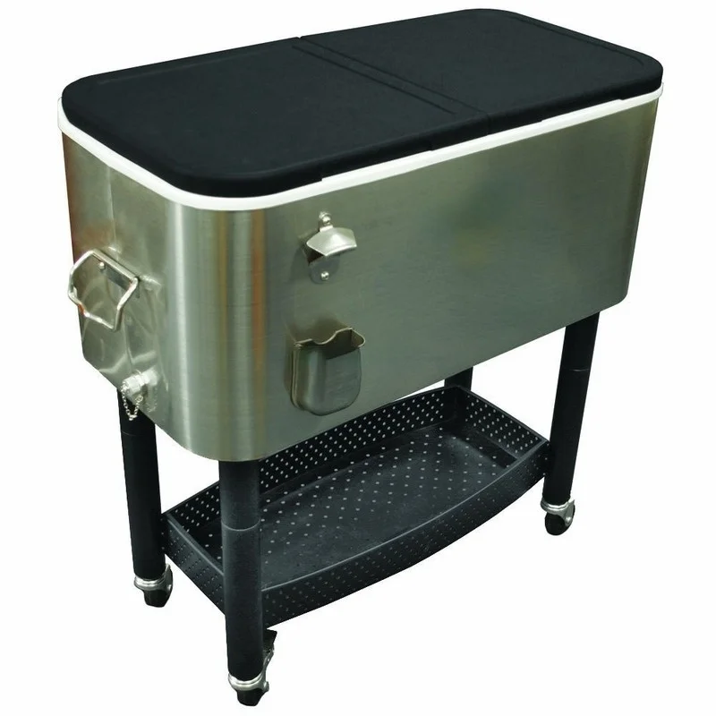 

73L Metal rolling party cooler cart for cold ice beer