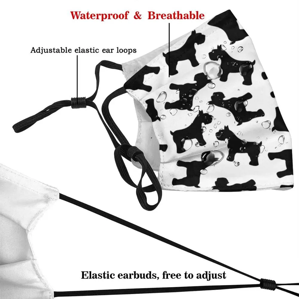 Tiny Black Schnauzers Adult Kids Anti Dust Filter Diy Mask Schnauzer Terrier Terriers Dog Dogs Breed German Giant | Аксессуары для