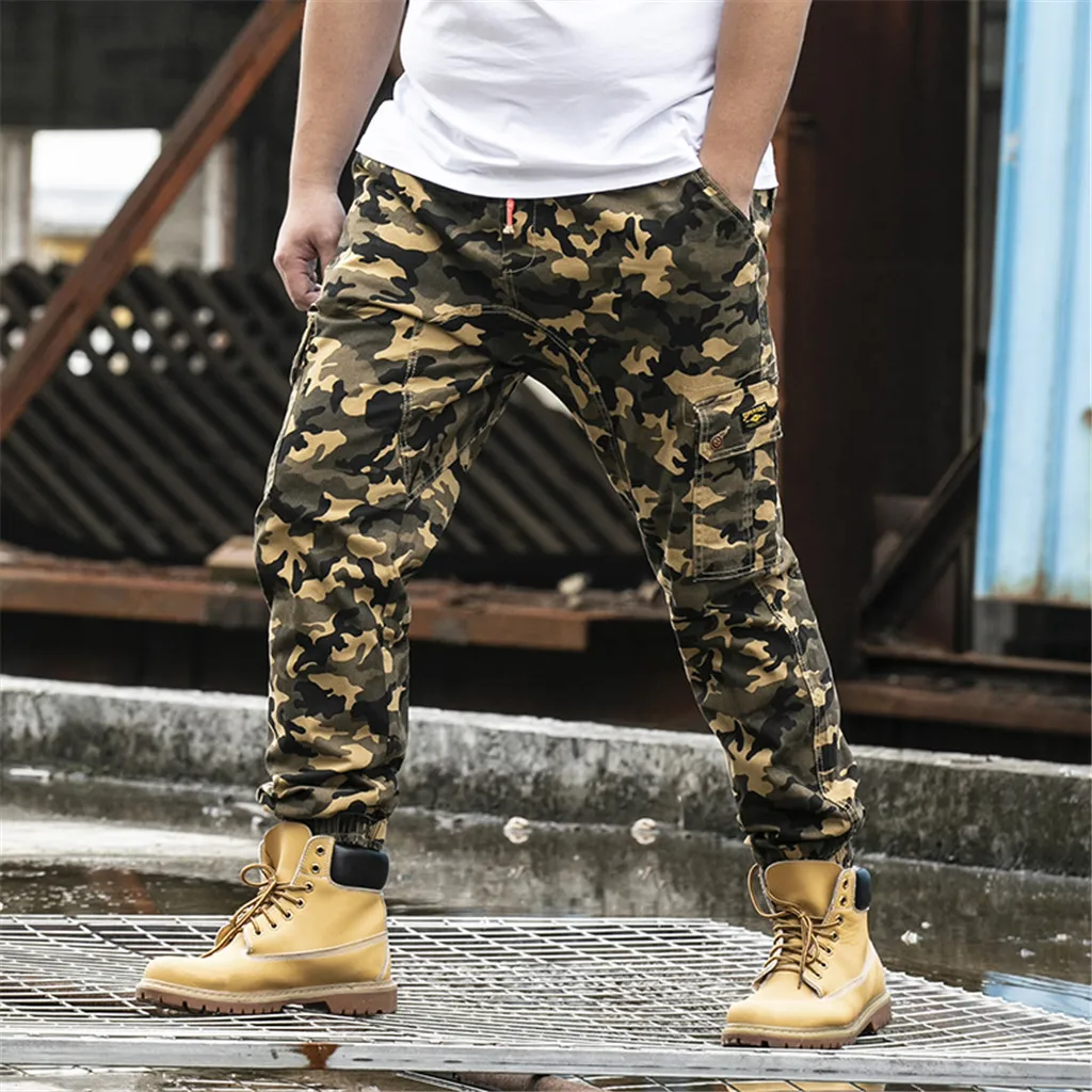 Мужские брюки-шаровары с множеством карманов повседневные Модные брюки-карго