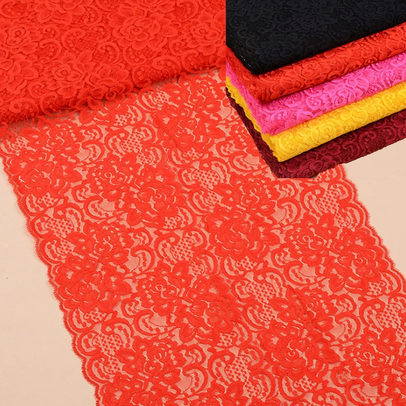 

10Yards 30 cm Wide Colors Stretch Lace Trim Ribbon Floral Elastic Lace Fabrics Bra Underwear Lace Garters Sewing Materials