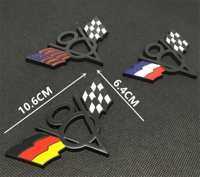 

3D Metal Flag V8 Car Sticker Emblem Badge Germany Italy UK US Car Styling for Fiat Ford Lada Opel Skoda Dodge Lifan