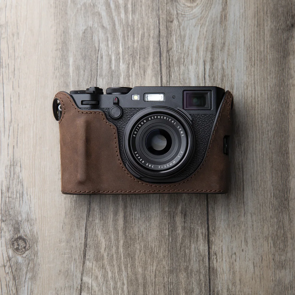 Бренд AYdgcam ручной работы из натуральной кожи чехол для камеры Fujifilm X100F X100-F сумка для камеры половина крышки винтажный Чехол - Цвет: Brown FMW