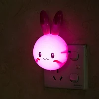 3 colors led cartoon rabbit night lamp switch onoff wall light ac110 220v eu us plug bedside lamp for children kids baby gifts