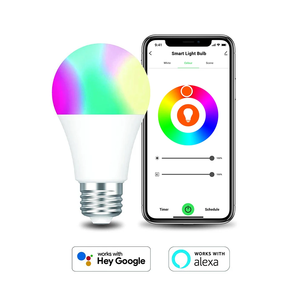 NEO COOLCAM NAS-LB01W 10W WiFi Smart Light Bulb Home Automation RGB Lamp Work With Life APP RGB+White Dimmable | Безопасность и