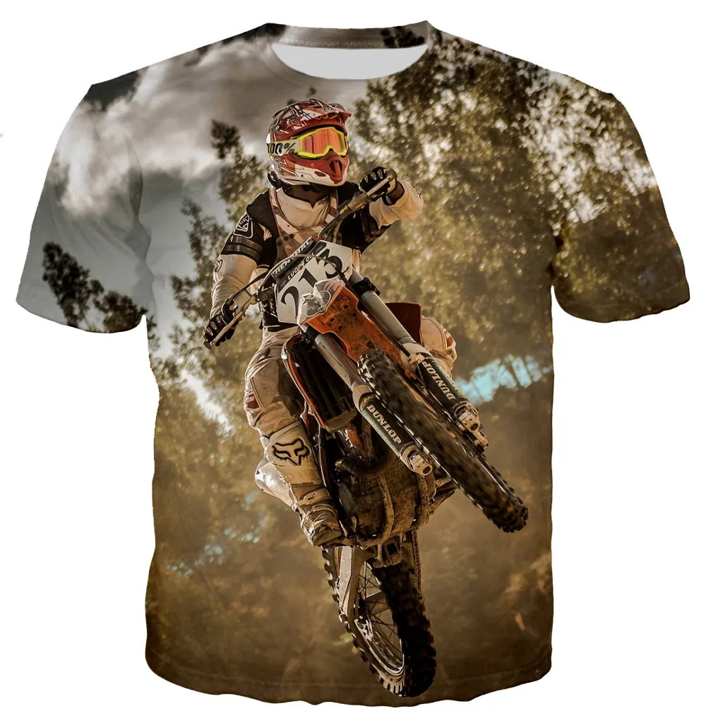 

Футболка для мотокросса для мужчин и женщин, модная крутая Повседневная рубашка с 3D принтом в стиле Харадзюку, уличная одежда, топы, Прямая п...