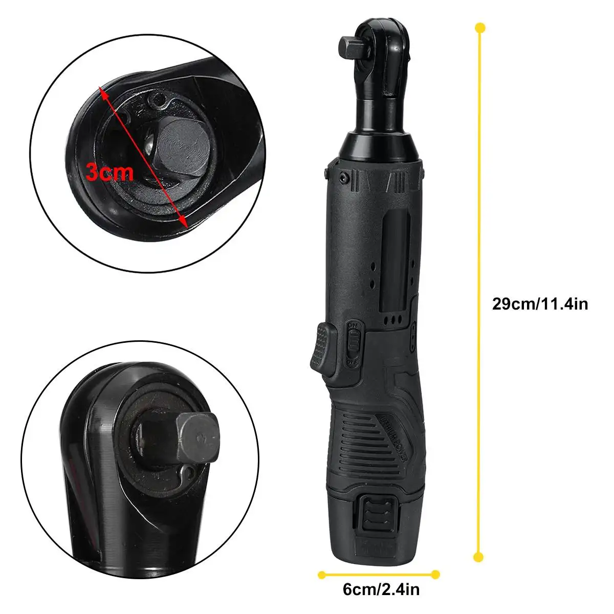 

12V 90N.m Cordless Electric Wrench 3/8" Ratchet Wrench Set Angle Drill Screwdriver Wrench Tools with 2pcs Battery Charger Kit