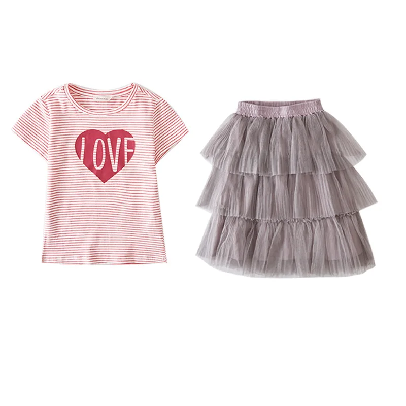 Комплект летней одежды для девочек 2020 костюм с короткими рукавами больших топы в