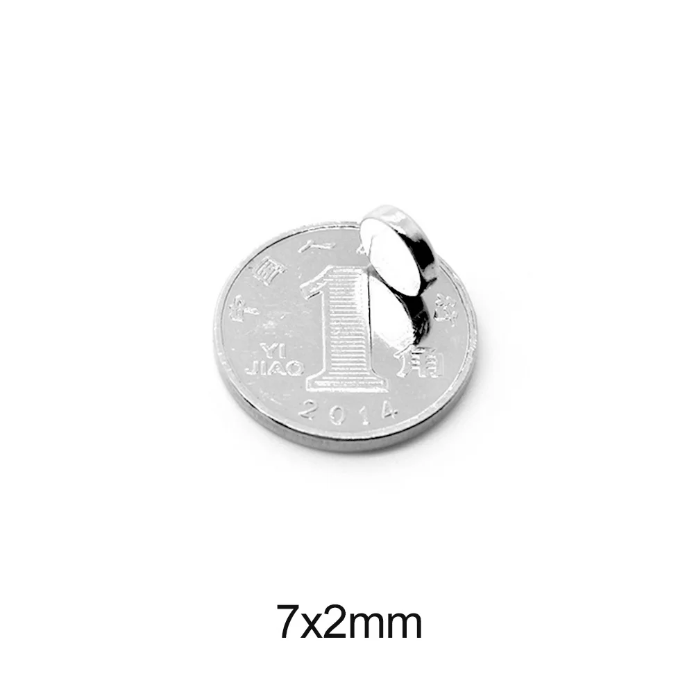 Дисковый неодимовый магнит 50 ~ 500 шт. 7*2 мм сильный Круглый N35 NdFeB 7x2 мощные