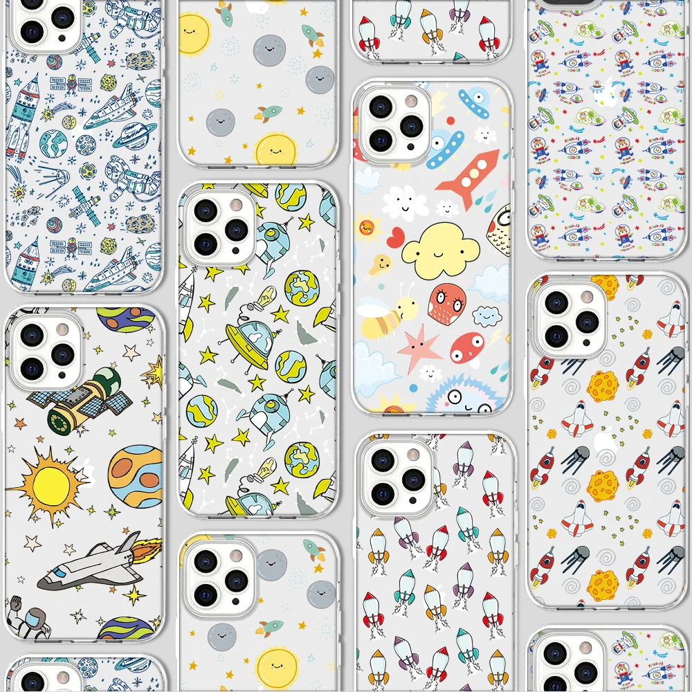 

ciciber Funda Case for Iphone 13 Case for IPhone 12 13 11 Pro XR 7 X XS MAX 8 6 6S Plus 5S SE 2020 TPU Rocket Cute Animation
