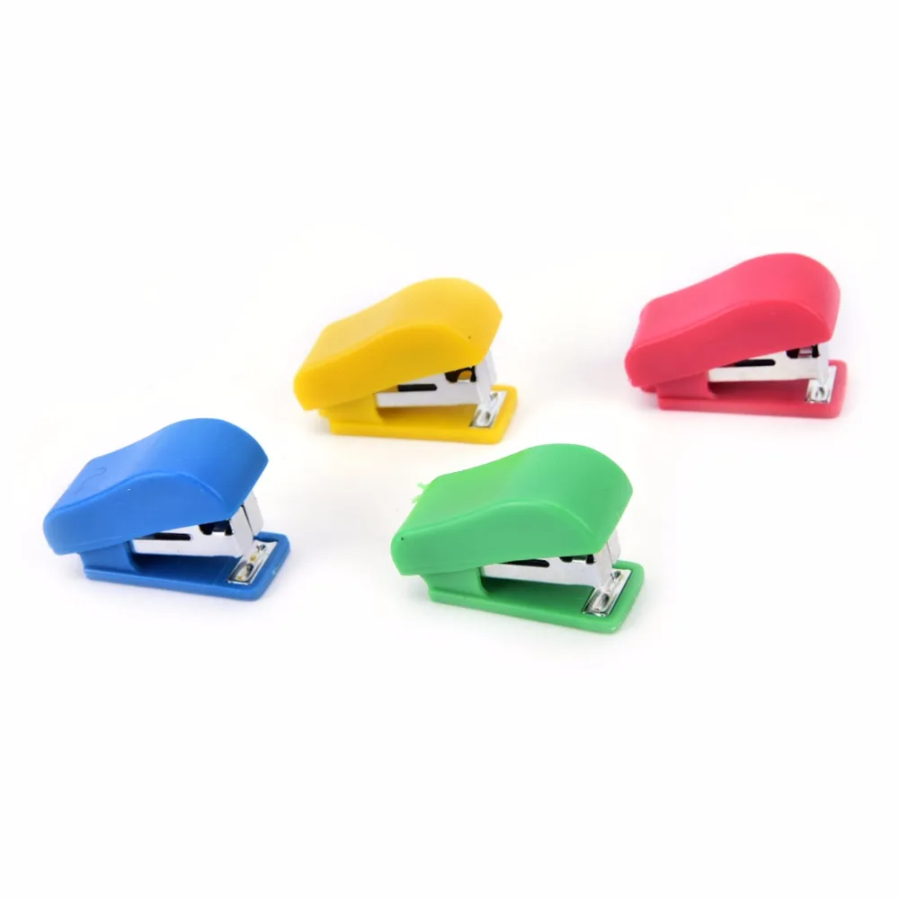 

1set Stapler Candy Solid Color Plastic Fastener Paper Stapler Manual Stapler No. 10 Staples Set Color Randomly