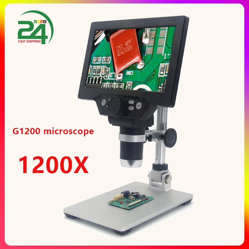 Цифровой микроскоп G1200 1200X для пайки с 7 дюймовым ЖК дисплеем увеличением 12