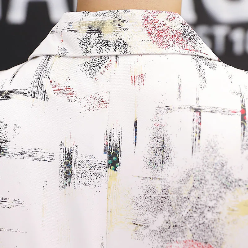 

HOO 2020 Men's Cool Printed Suit Youth One Button Autumn Slim blazers