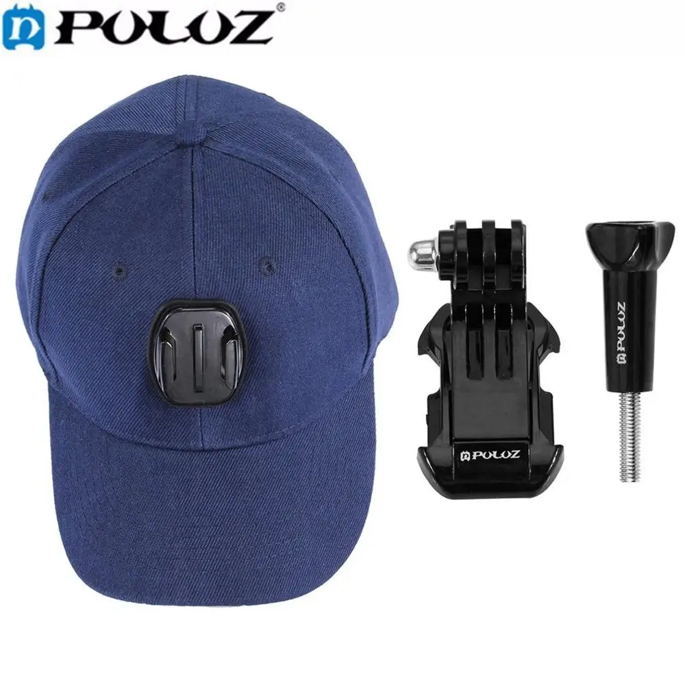 Синий цвет PULUZ для Go Pro Аксессуары бейсболка кепки Регулируемая Strapback кепки с j-крюк Пряжка Крепление Винт для GoPro HERO 5 4 3+ 3 2 - Цвет: Синий цвет