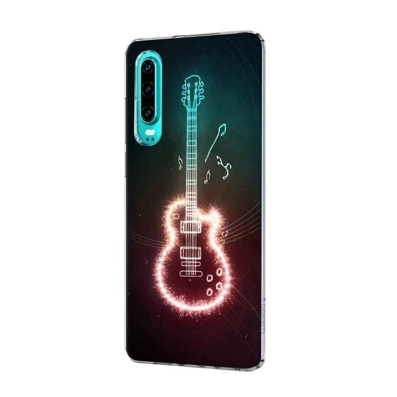 Mobile Phone Case For Huawei P30 P20 P10 P9 P8 P Sart Z Lite Pro Hard Cover Guitar Blue Music Note Electric Bass | Мобильные