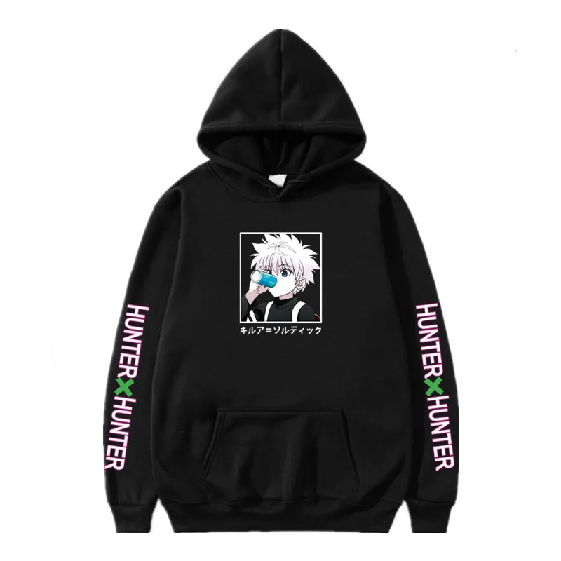 

Kawaii Hunter X Hunter Hoodies Mens Womens Long Sleeve Sweatshirt Killua Zoldyck Japanese Anime Manga Black Hoodies Tops Clothes