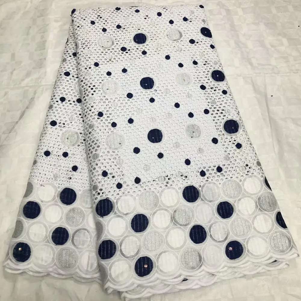 Синий желтый африканский 100% хлопок кружевной ткани новейшее швейцарское кружево
