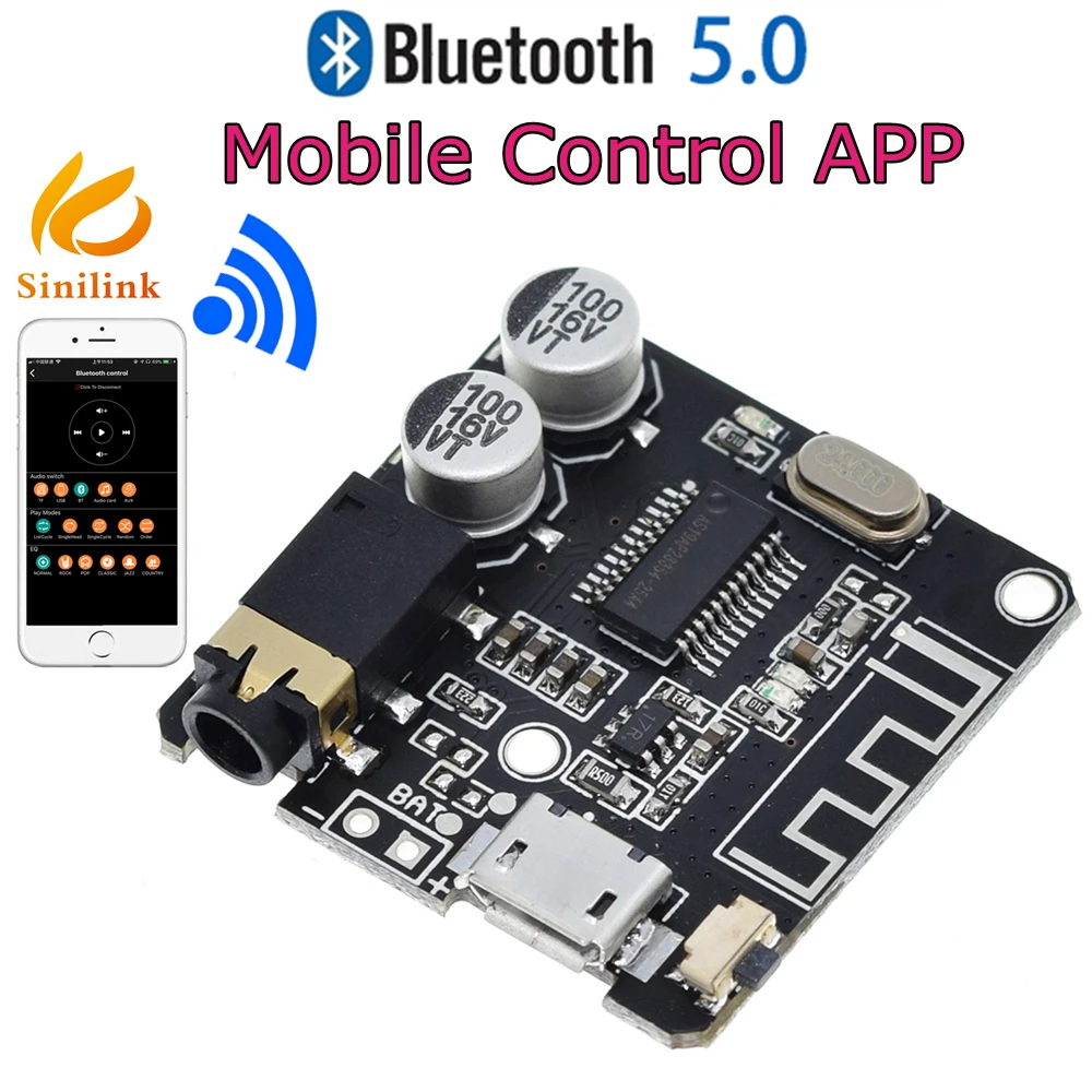 Sinilink WI-FI мобильный Управление приложение Bluetooth 5 0 аудио приемник доска mp3 декодер