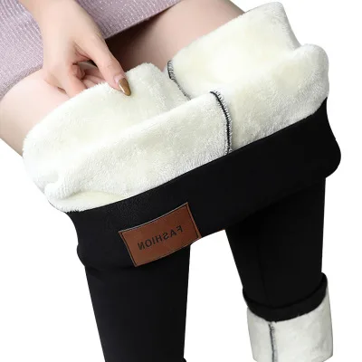 Warm Fleece Pants Skinny Pants Women  New Large Size S-6XL Pure Color Cashmere Warm Leggings Women Autumn Winter Keep