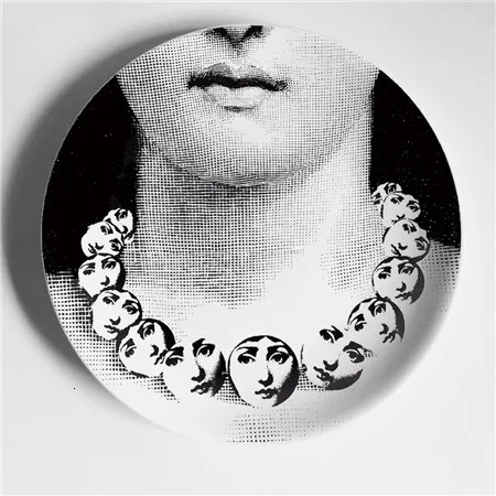 7 Fornasetti черно-белая иллюстрационная тарелка, настенная тарелка, домашний декор для отеля, человеческое лицо, керамическая посуда для декора стен - Цвет: 7