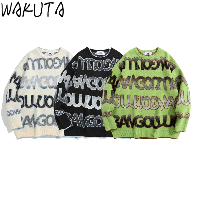 Свитер WAKUTA в стиле Харадзюку уличная одежда модные пуловеры хип-хоп с буквенным