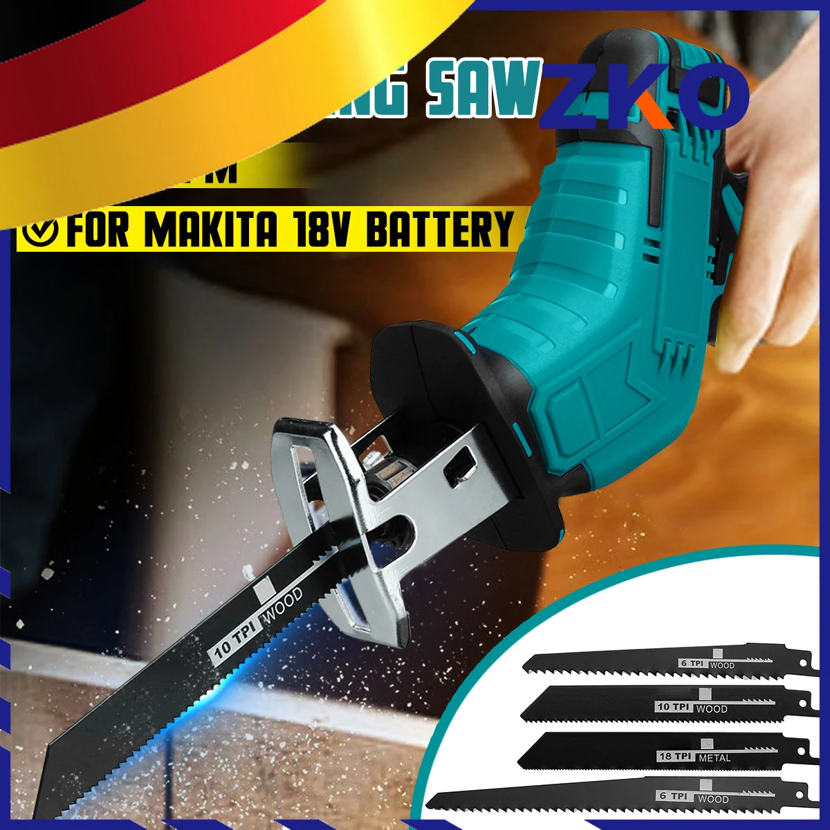 

18V 4000rpm/min Cordless Electric Reciprocating Saw Variable Speed Metal Wood Cutting Tool Electric Saw for Makita 18V Battery